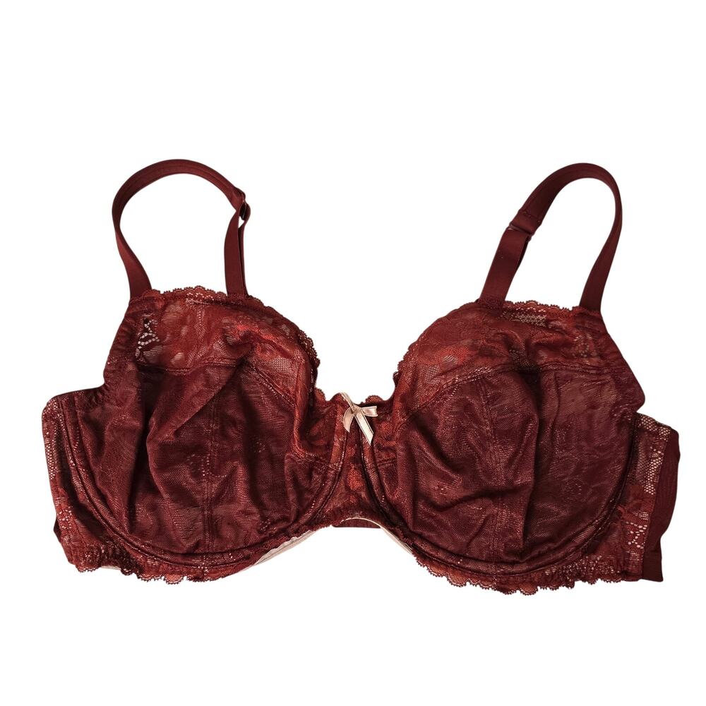 Cacique Red Lace Unlined Full Coverage Bra Size 42DD